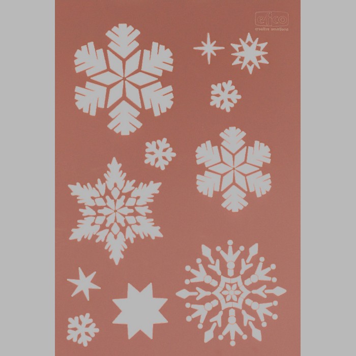 pochoir cristaux de neige transparent 21 x 29,7 cm lavable